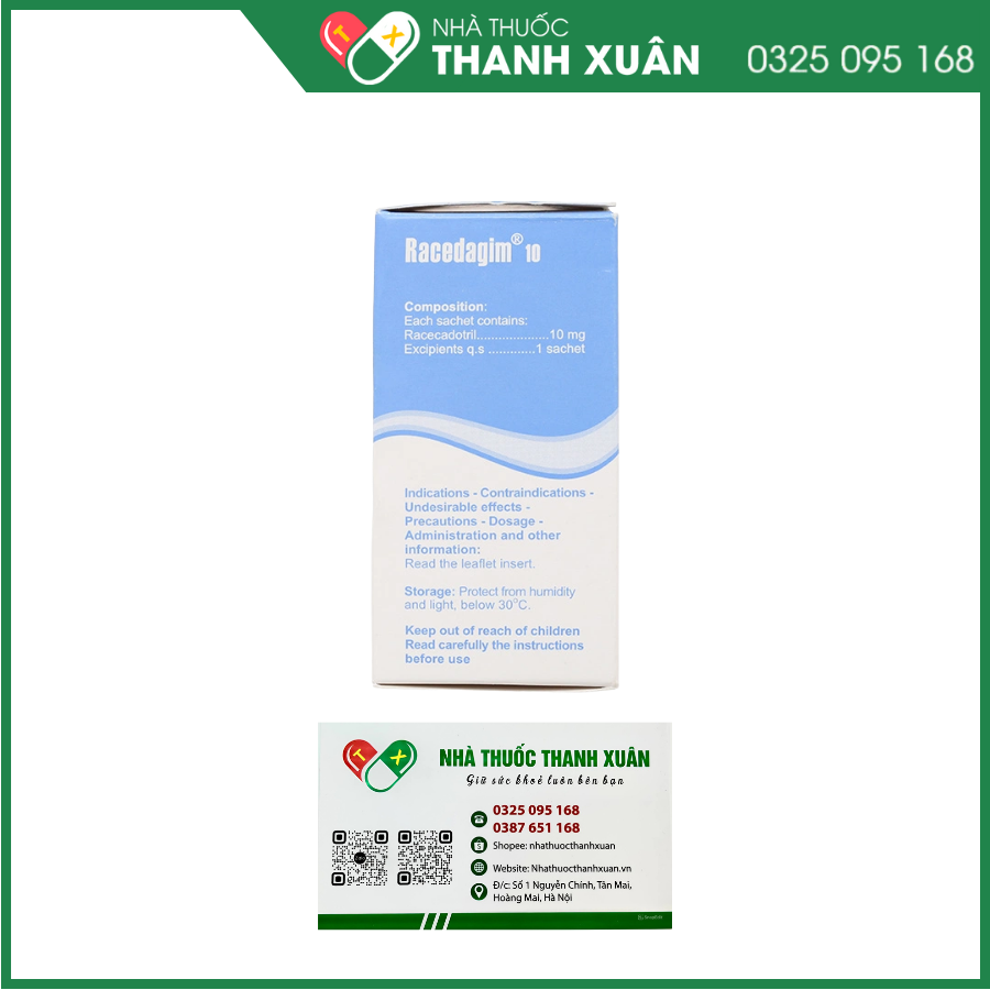 Thuốc cốm Racedagim 10mg trị triệu chứng tiêu chảy cấp tính ở trẻ em